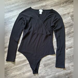 Black Crossover Long Sleeve Bodysuit